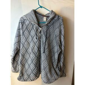 Stan Herman PJ fleece blanket zipper hood jacket large pockets.